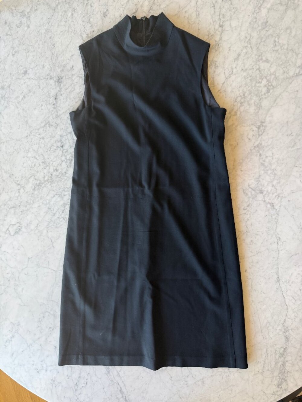 Calvin Klein Black Stretch Sheath Dress Mock Neck Size 12 Made in USA